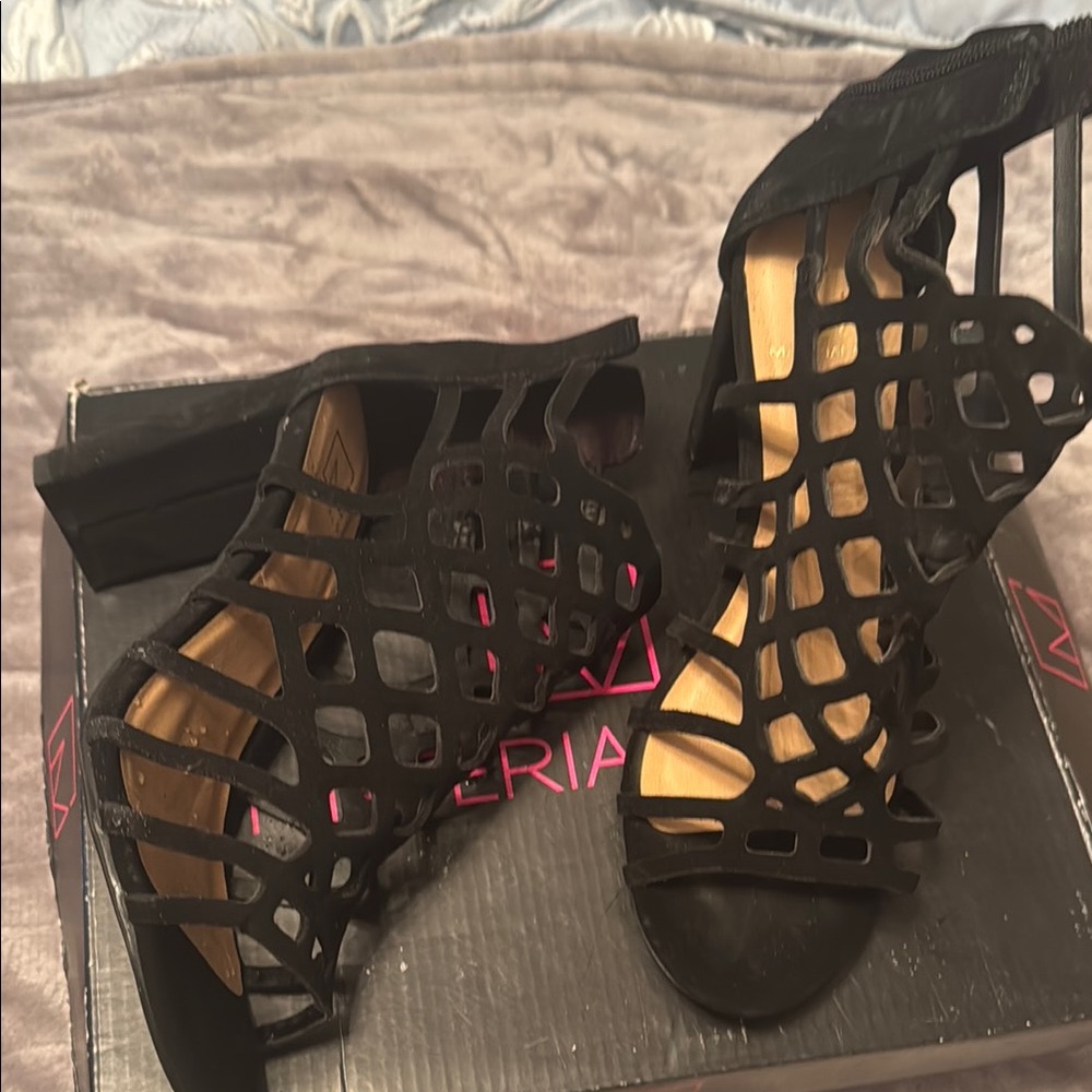 Material Girl Black Gladiator Heels